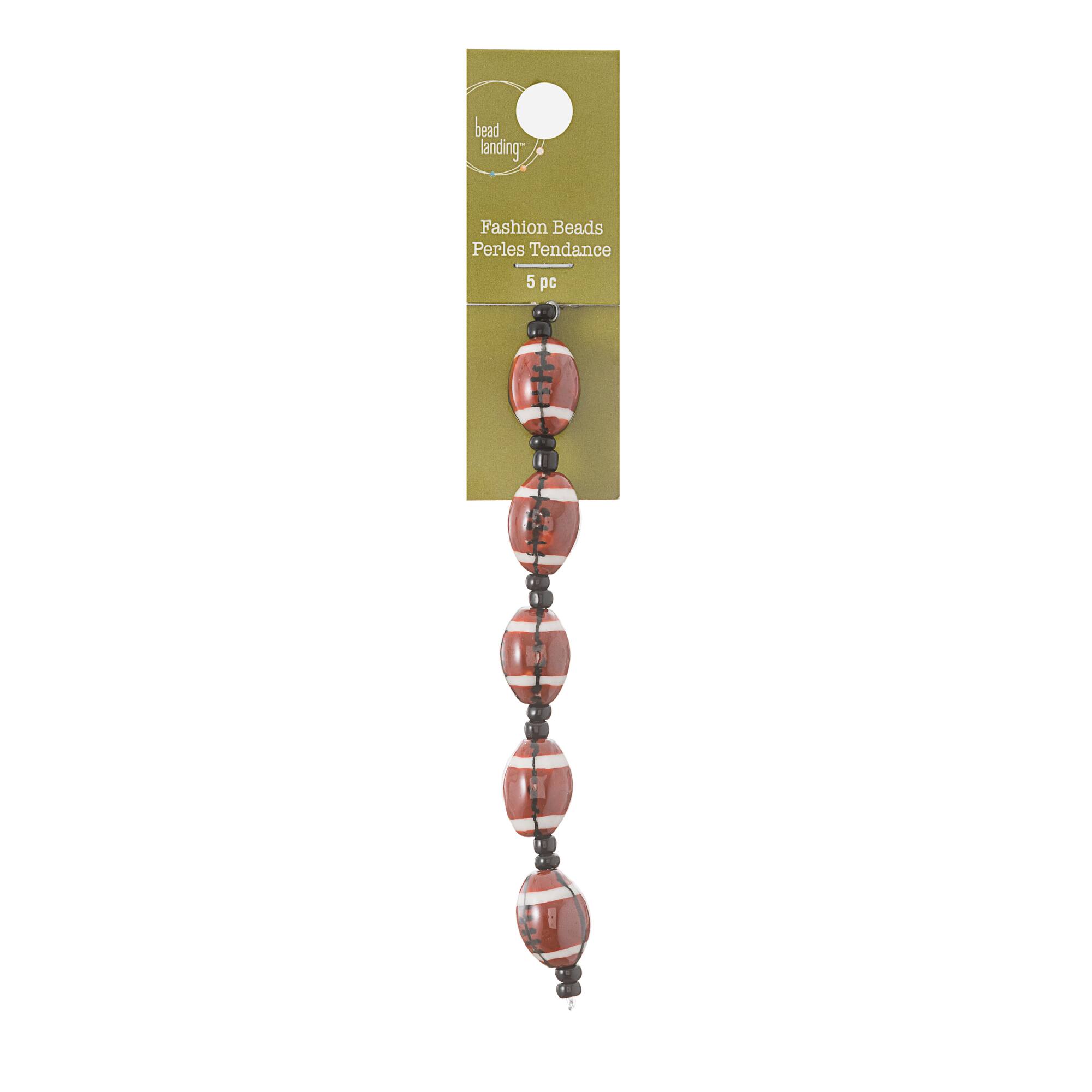 Ceramic Football Beads, 15mm by Bead Landing™